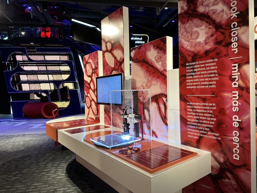 Photo of an exhibit featuring medical imaging equipment